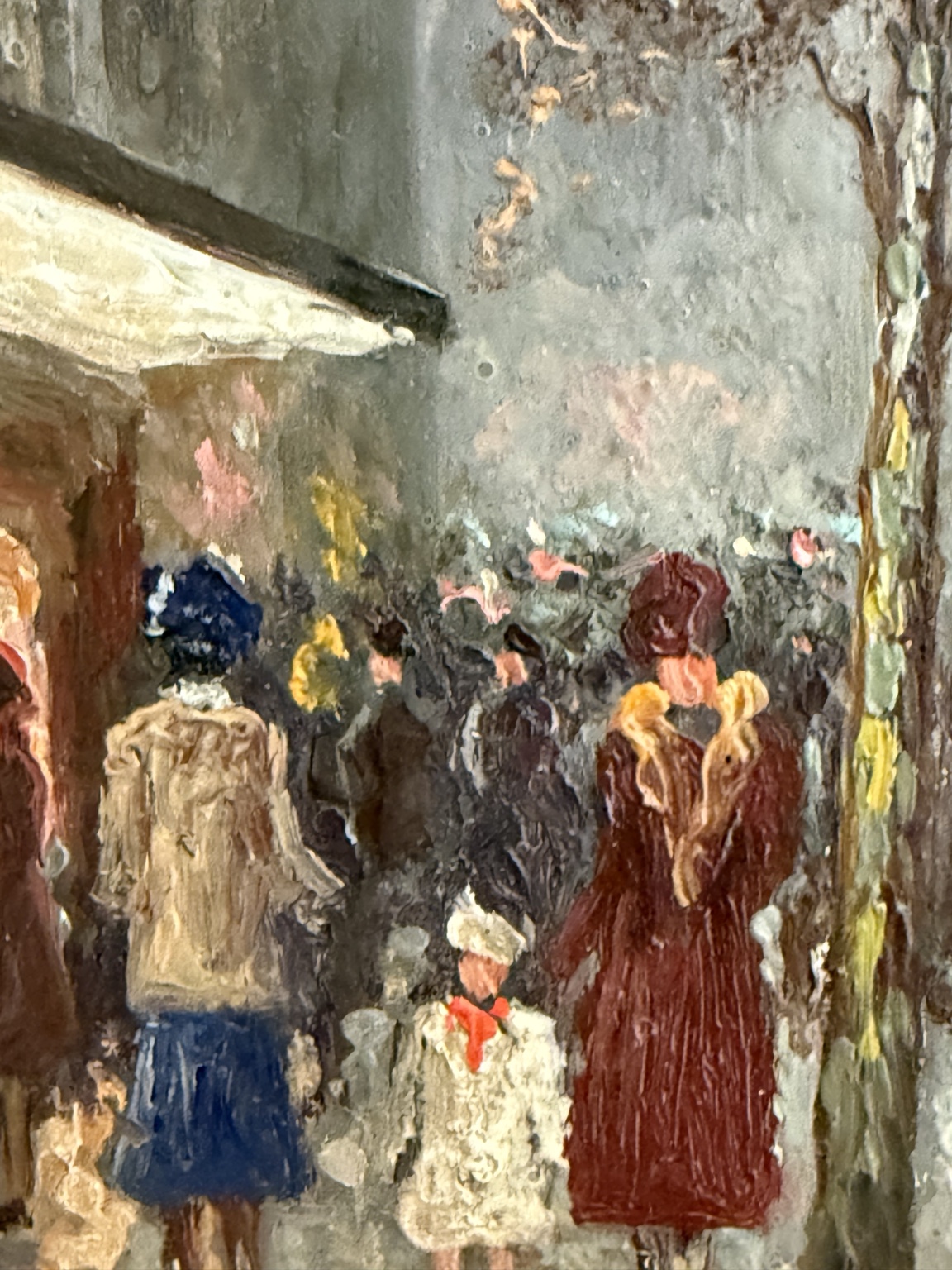 Vintage Ölgemälde „Pariser Straßenszene“ – Öl auf Hartfaserplatte mit Prunkrahmen