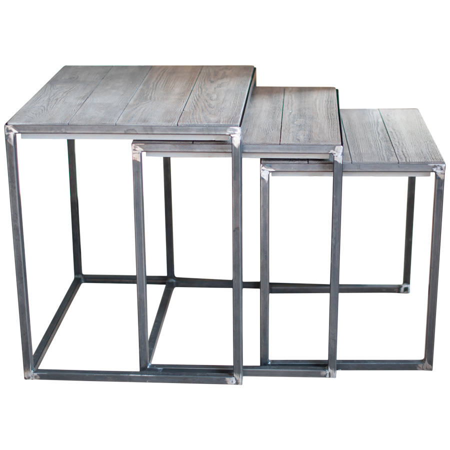 Couchtisch - Set bestehend aus 3 Tischen Metall /Holz