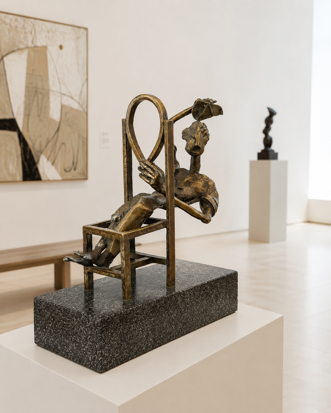 Wolfgang Ramach Bronze Skulptur – Signiertes Unikat auf Granitsockel | Moderne österreichische Kunst