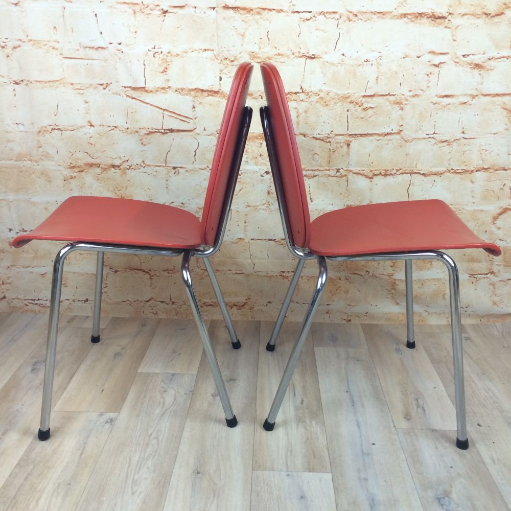 Paar Stühle 60er Jahre rotes Kunstleder