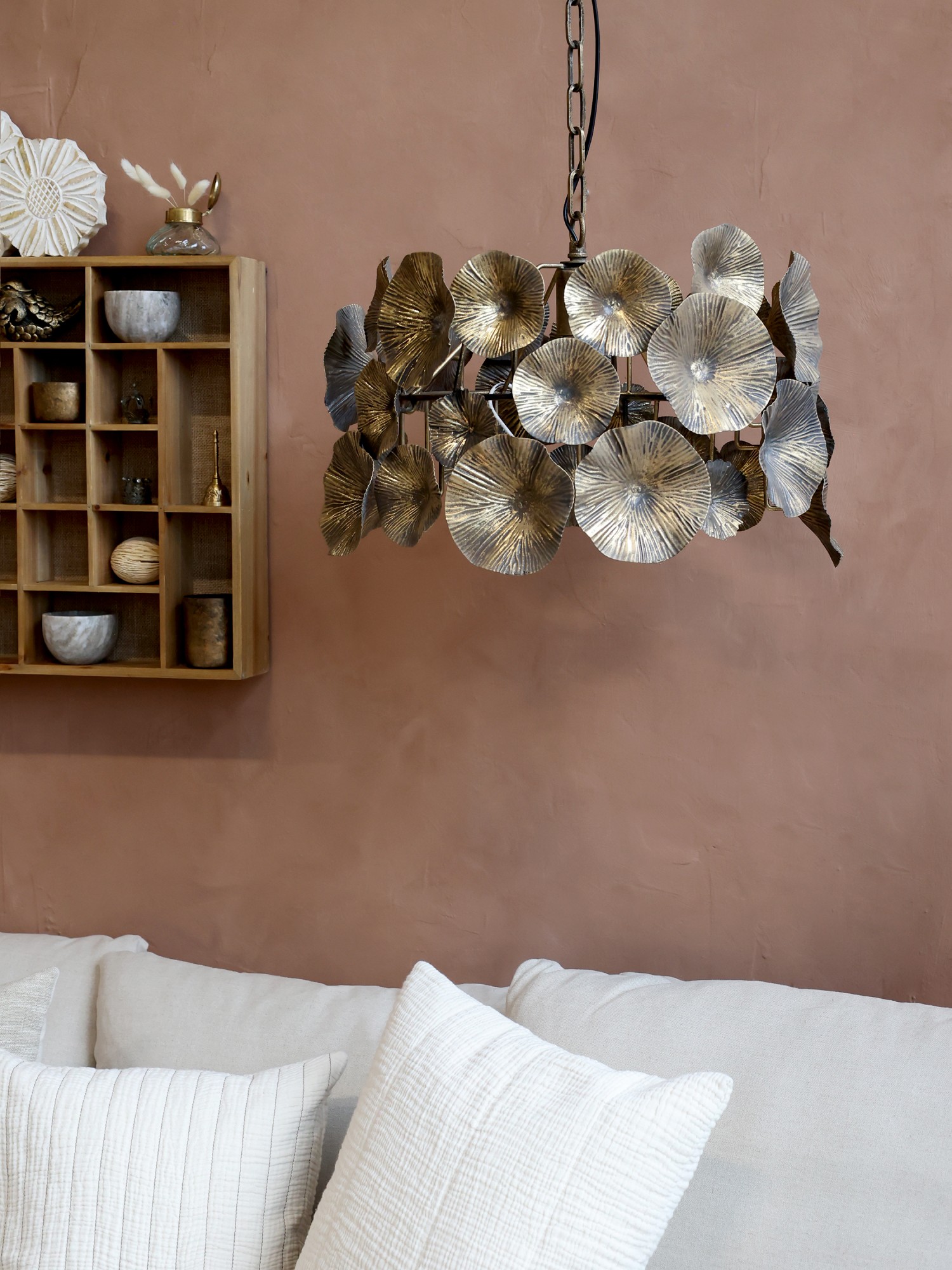 Deckenlampe mit Blumendekor Metall / Chic Antique / GOLD