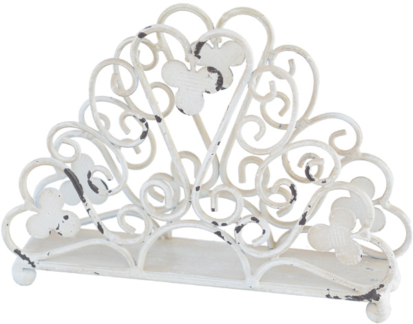Serviettenhalter aus Metall / Shabbyweiss