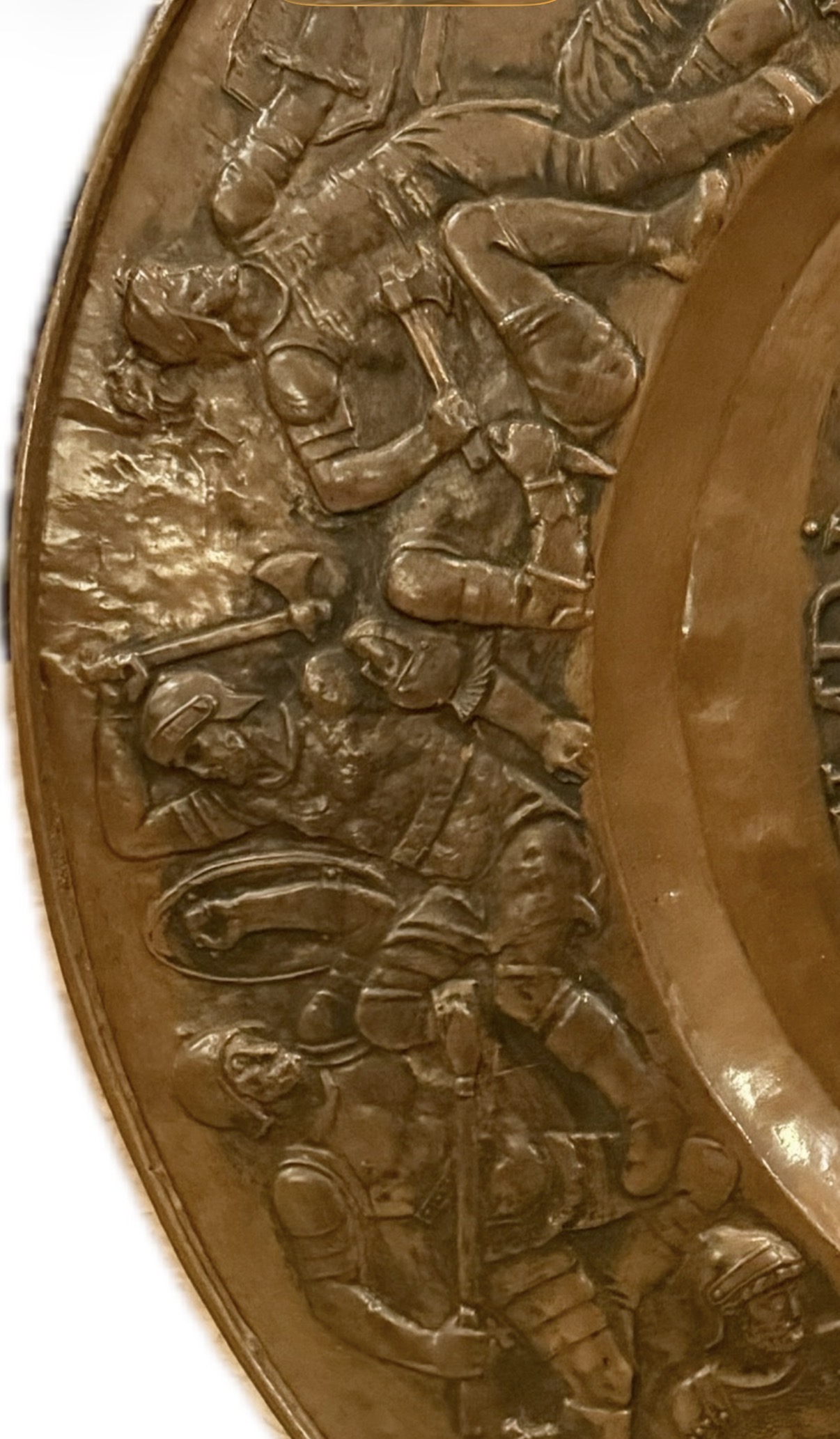 Große Historismus-Wandplatte mit Henri IV – kupferfarbenes Relief, Ø 98 cm