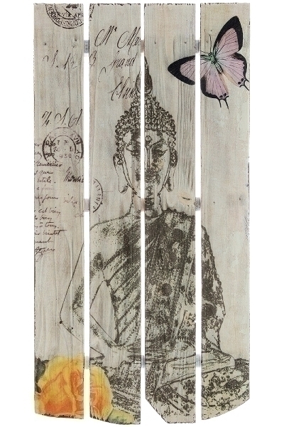 Holzwandbild Buddha Motiv Buddha Meditation