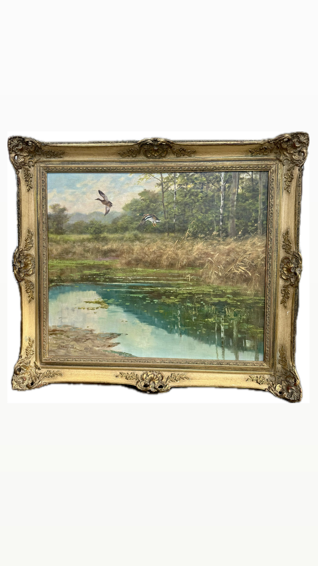 Georg Majewicz (1897–1965) – Ölgemälde „Enten am See“ – signiert
