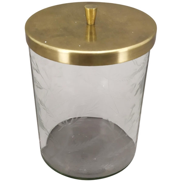 Glas mit Metalldeckel / Bonboniere Iride, transparent/gold, Glas/Metall, 10x10x14 cm