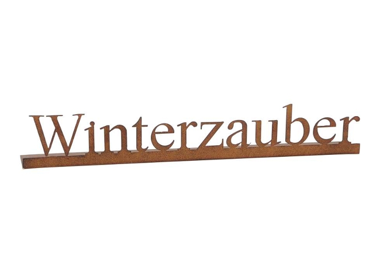 großer Schriftzug aus Metall WINTERZAUBER / stabile Aufführung / Winkelblech