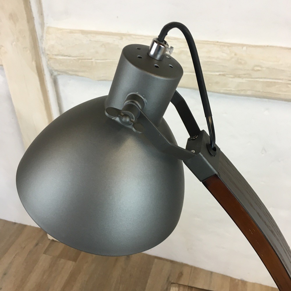 Tischlampe Holz/Metall/grau