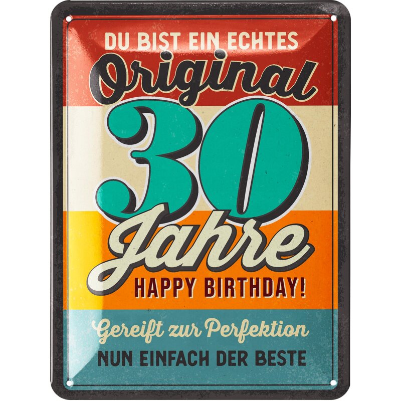 Blechschild „Original seit 30 Jahren“ – Retro Geburtstags Metallschild 15 x 20 cm