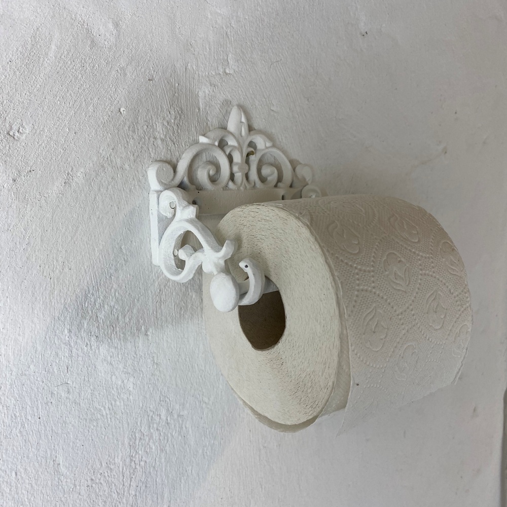 Toilettenpapierhalter aus Gusseisen antikweiss