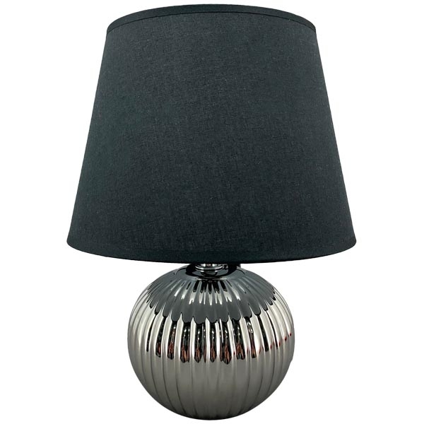 Tischleuchte Clate / schwarz-Silber / Stoffschirm / Keramik 11,5 x 20 x 25 cm