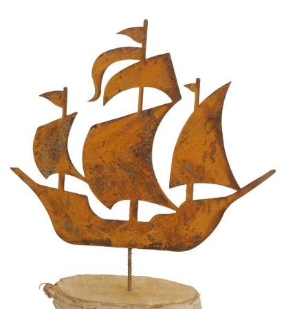 Gartenstecker „Segelschiff Rost“ – maritimes Eisenboot zum Einschrauben