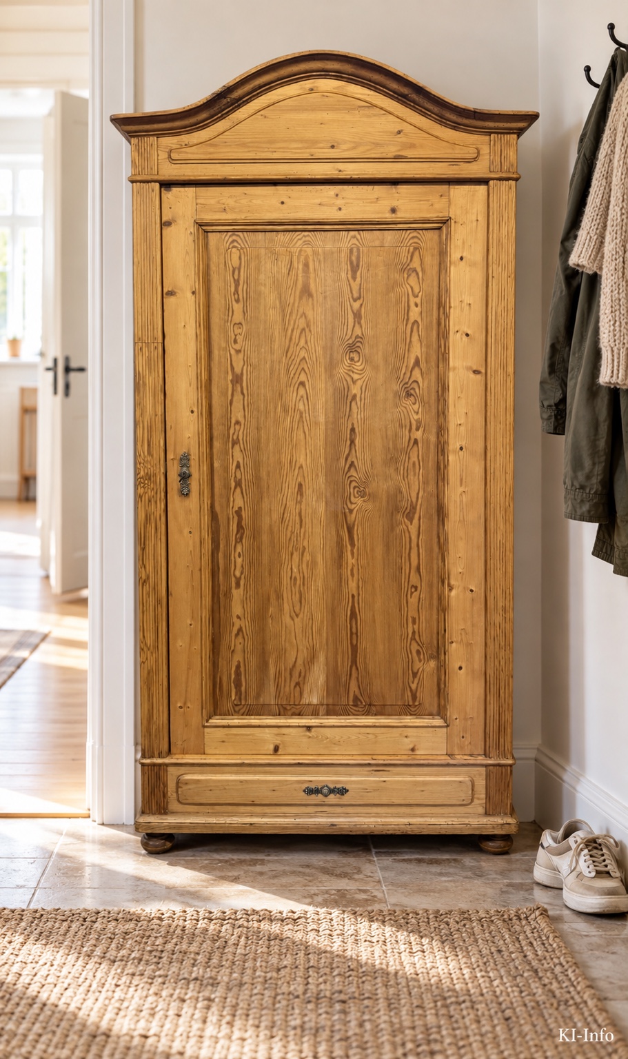 Antiker Weichholz Kleiderschrank um 1900