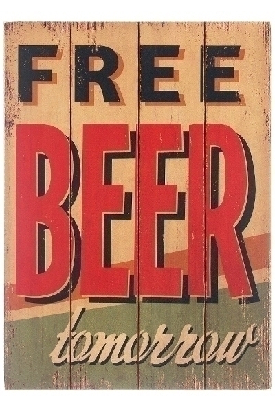 Holzschild Free beer