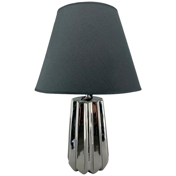 Tischlampe Lampe Clarté, schwarz/silber, Polyester/Keramik, 14x33x48 cm
