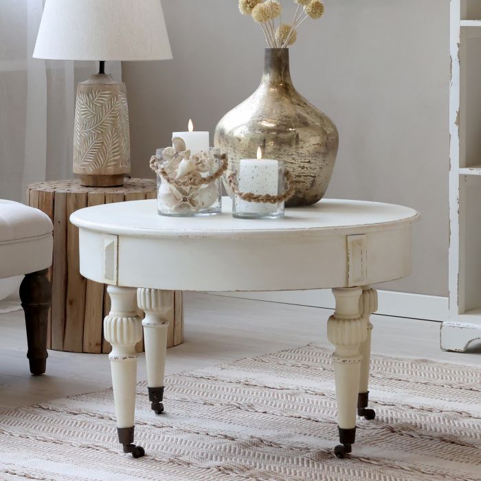 Couchtisch / Marie Antoinette Sofatisch m. Räder / Chic Antique