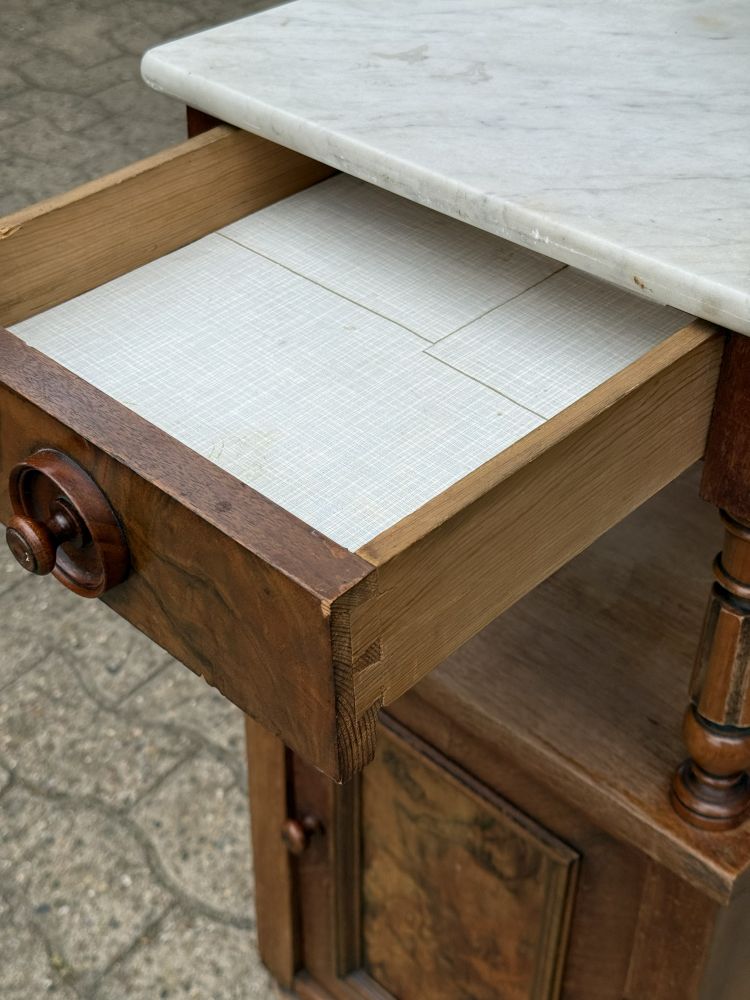 Antiker Nachtschrank Gründerzeit um 1880 – Marmorplatte – DIY / unrestauriert