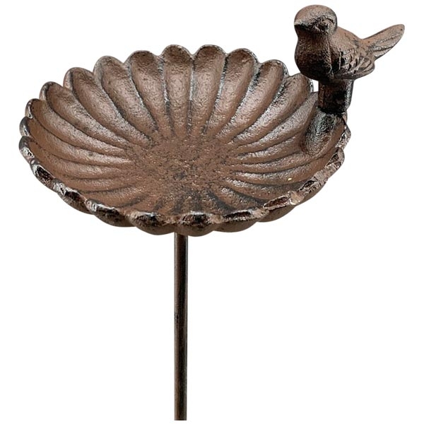 Vogelfutterschale auf Stab / Vogeltränke aus Eisen 