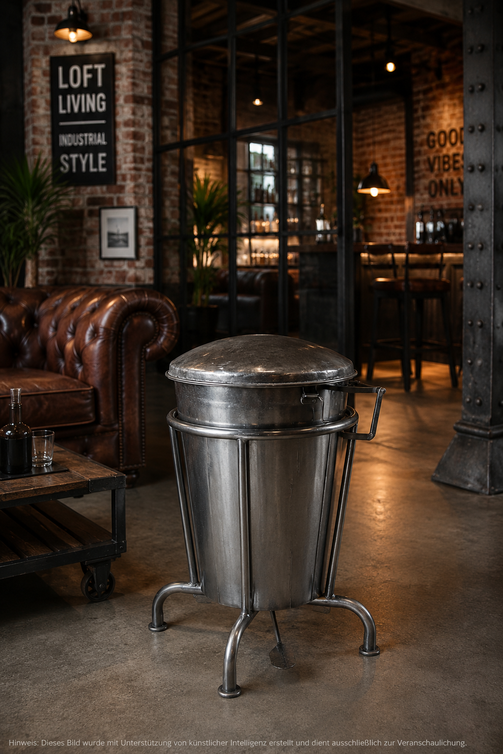 Großer Industrial Treteimer aus Eisen – Vintage Mülleimer mit Pedal | Trademark Living