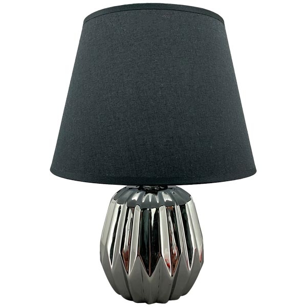 Tischleuchte Lampe Clarté, schwarz/silber, Polyester/Keramik, 12x22,5x30 cm