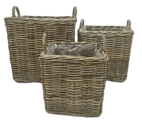 NATIVO CUBE HANDLE – Rattankörbe Set/3