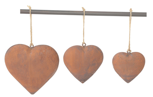„Rustic Love – 3er-Set Metallherzen in Rostoptik“