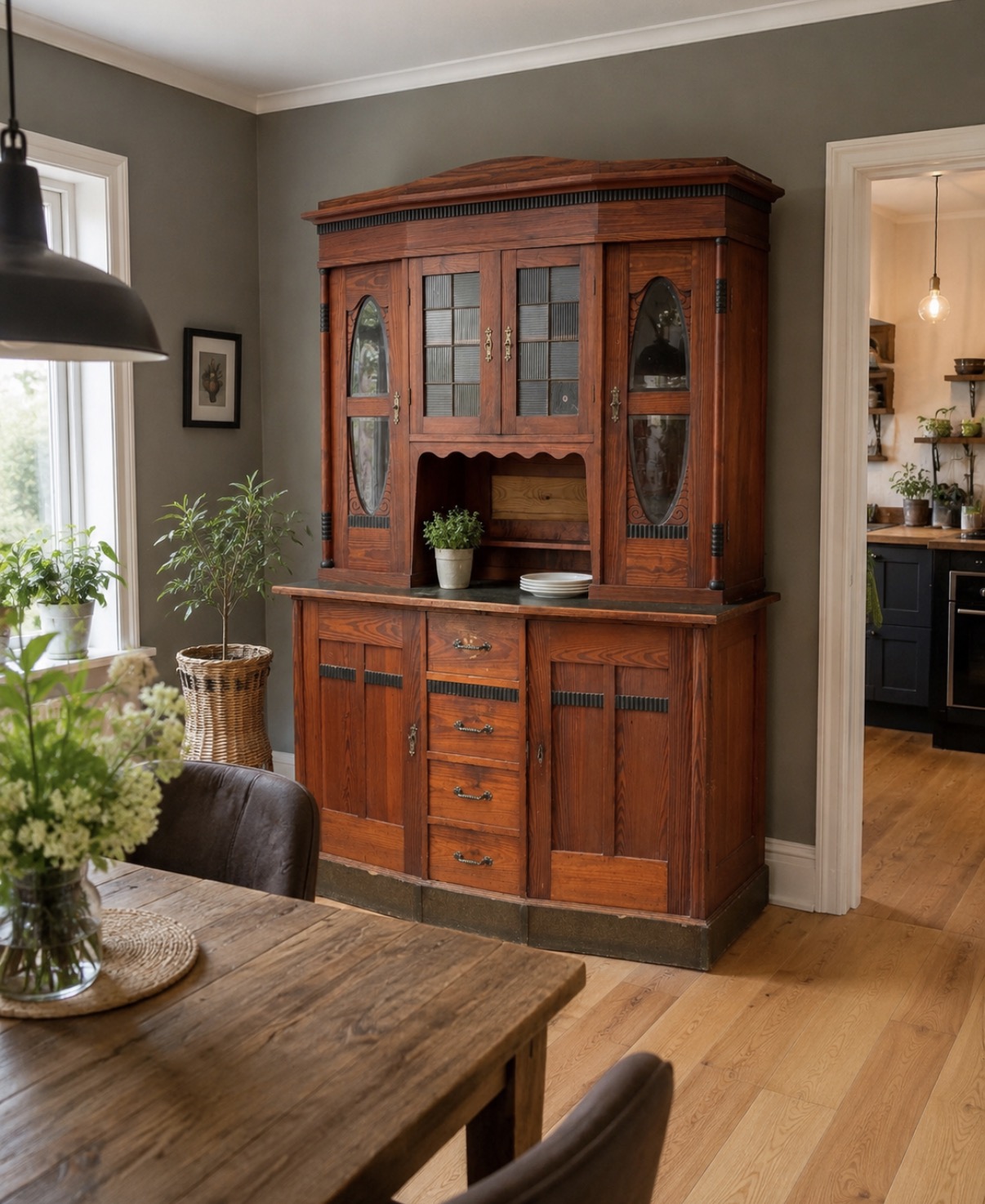 Antikes Jugendstil Küchenbuffet aus Weichholz – unrestauriert – DIY Projekt
