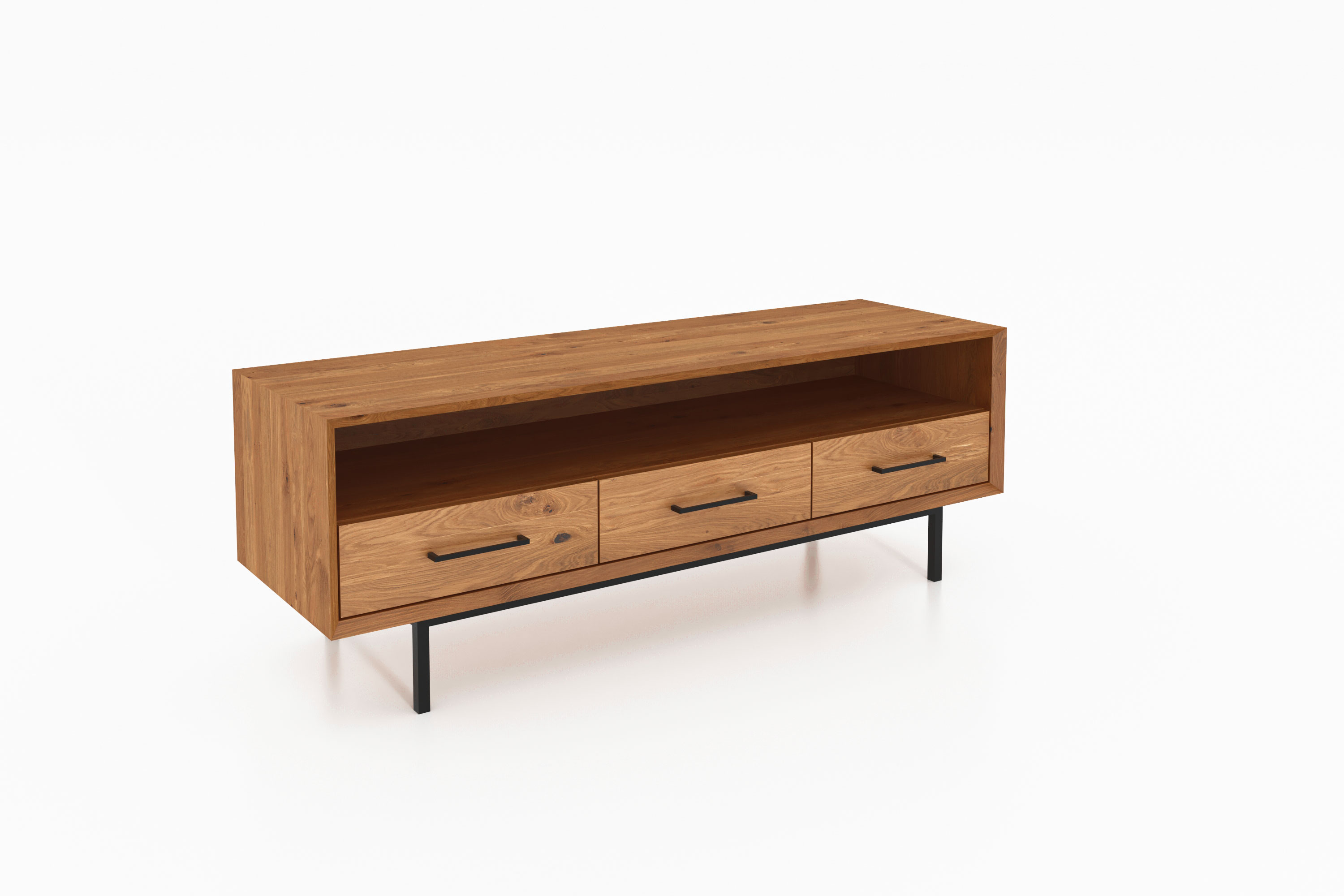 flaches Sideboard - Fernsehunterschrank mit 3 Schubladen / Abies 2714