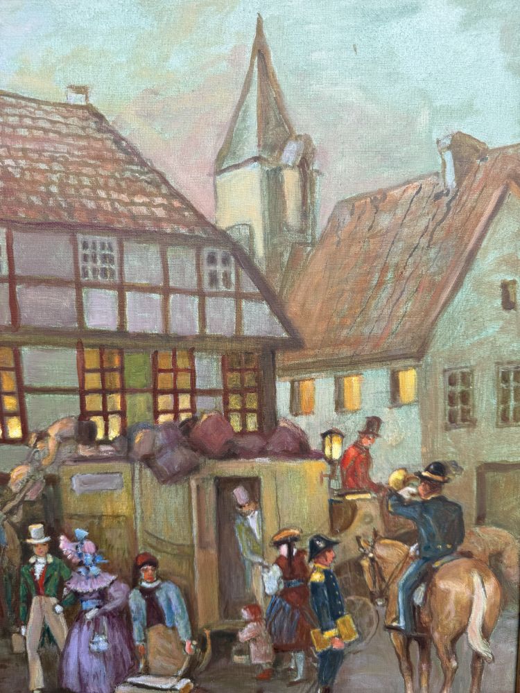 Ölgemälde „Posthof Nienburg“ – Prof. Nikolaus Zuk, 1975