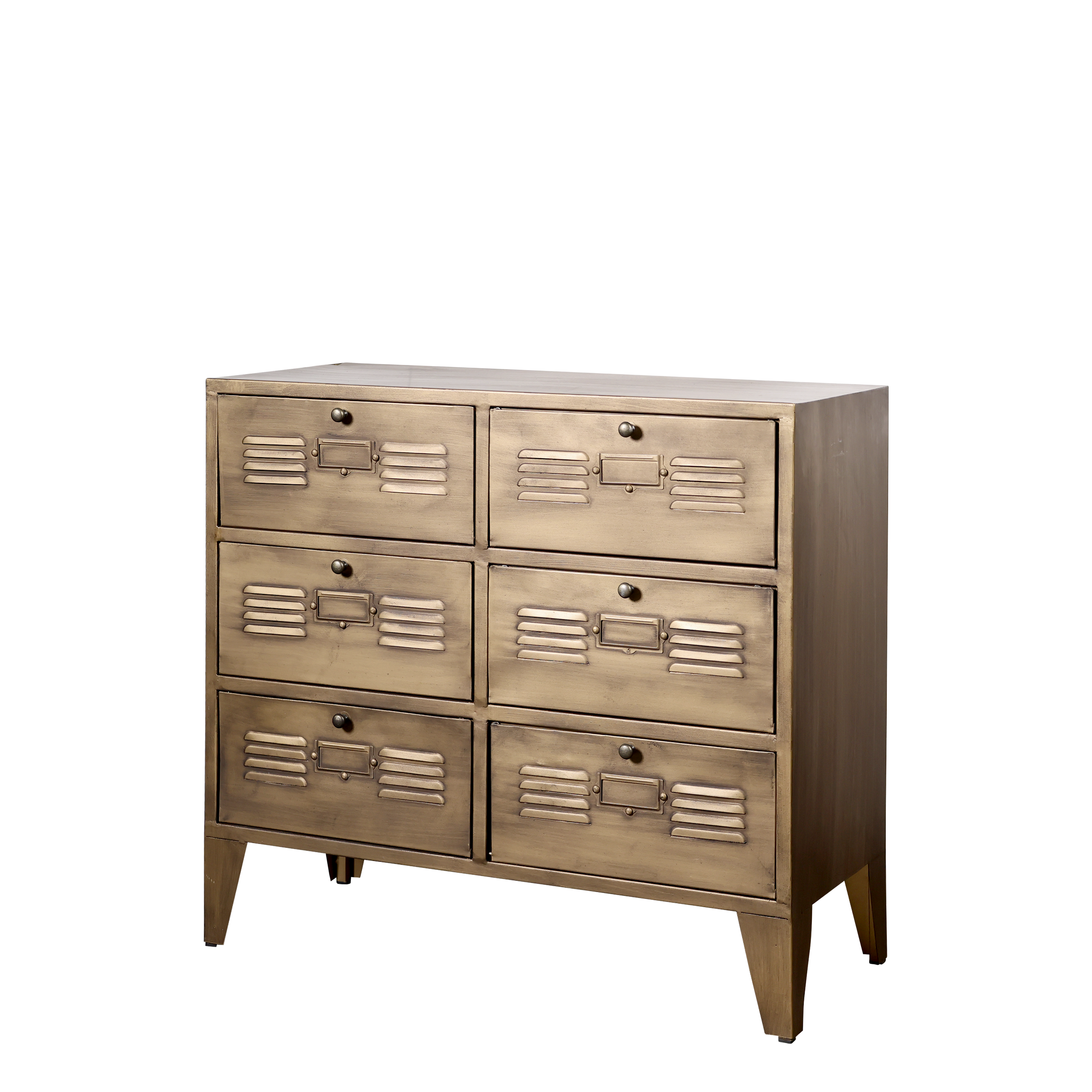 Lunara Loft Kommode – Chic Antique Dänemark, 6 Schubladen Antique-Messing