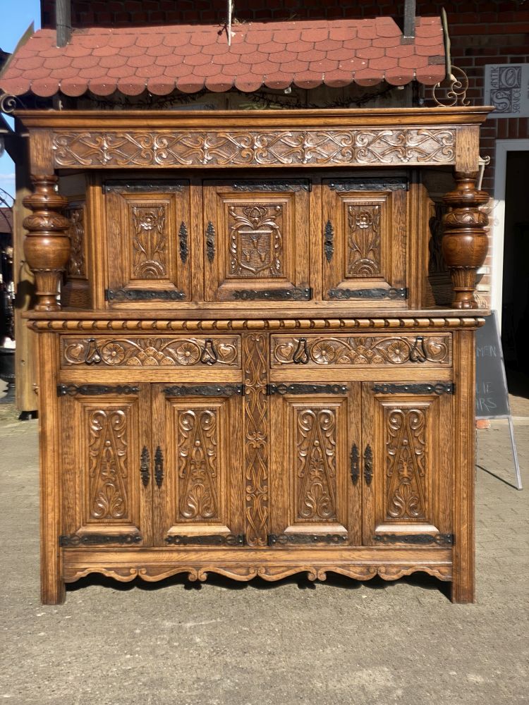 Aufsatzschrank im Barockstil/ massiv Eichenholz
