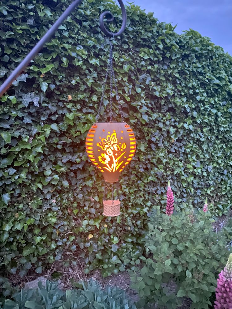 Solarlampe Ballon mit Muster / Kunststoff 