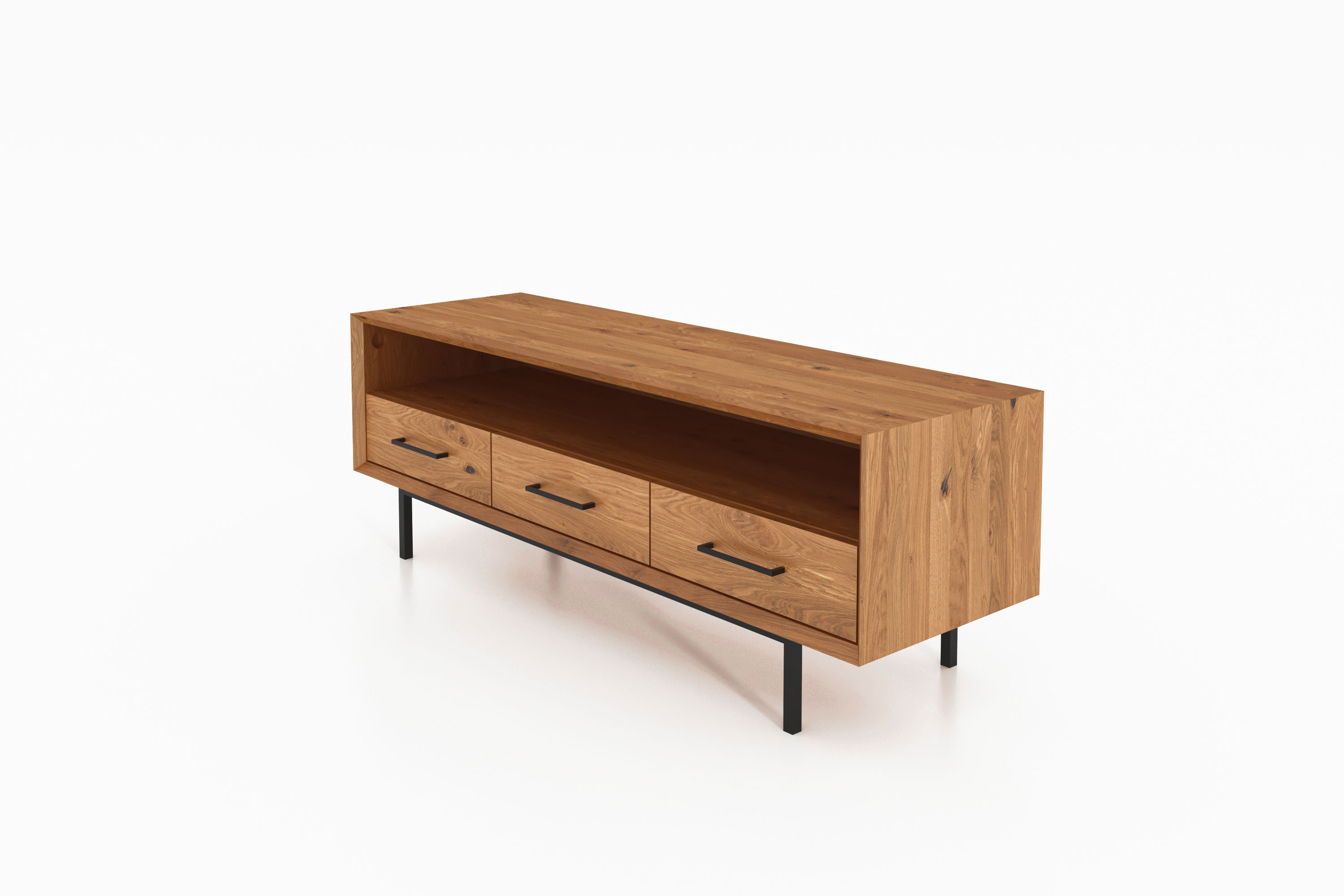 flaches Sideboard - Fernsehunterschrank mit 3 Schubladen / Abies 2714