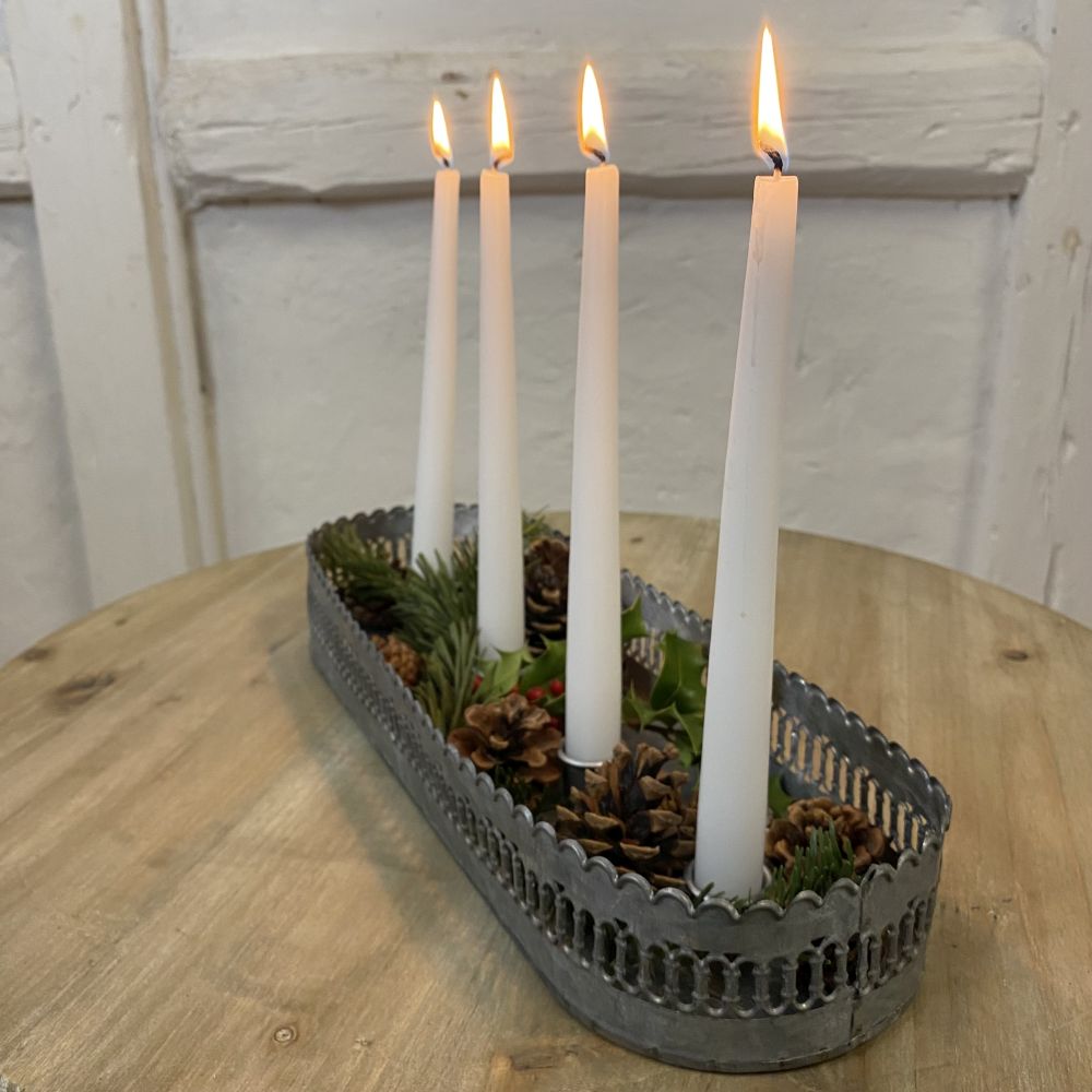 Kerzenhalter für 4 Kerzen aus Zinkblech / Vintage-Look