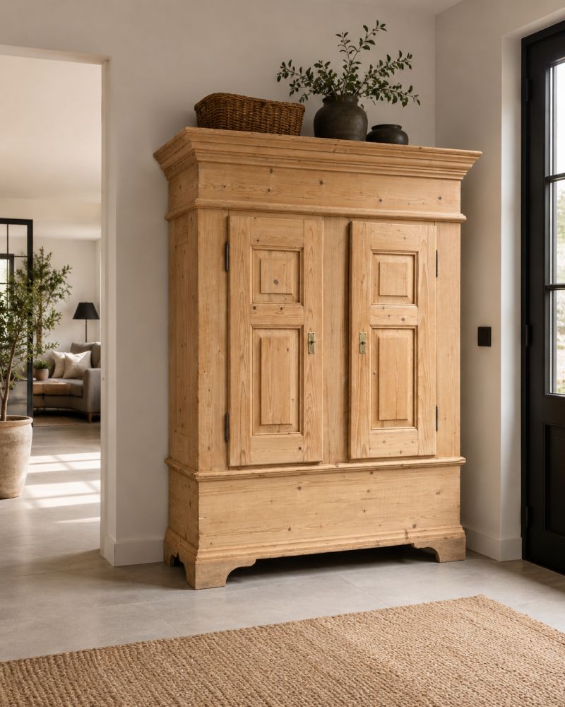 Großer Biedermeier Kleiderschrank aus Weichholz um 1830/1840 – zerlegbar – unrestauriert