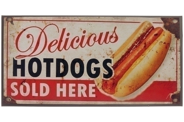 Metallschild Delicious Hot Dogs