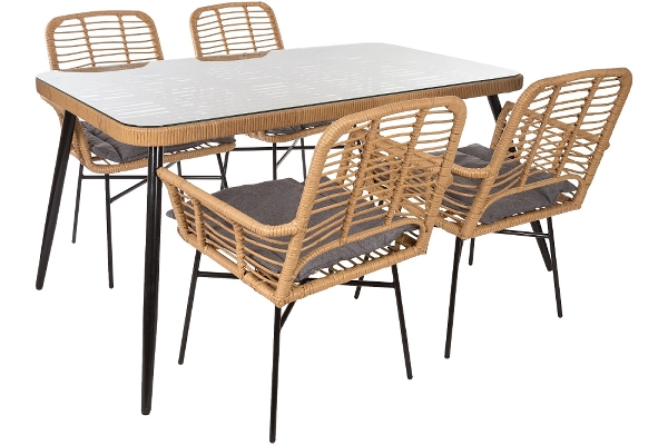 Garten - Sitzgarnitur -Set 4 Stühle 1 Tisch