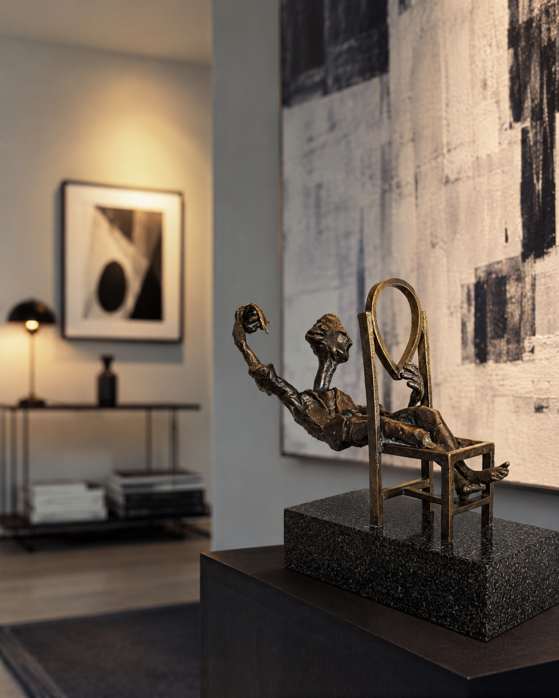 Wolfgang Ramach Bronze Skulptur – Signiertes Unikat auf Granitsockel | Moderne österreichische Kunst