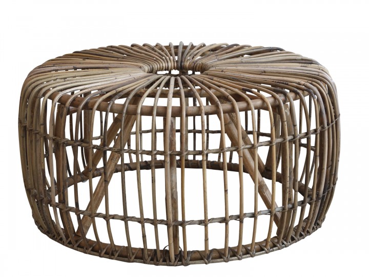 Puff aus Rattan-Geflecht Chic Antique