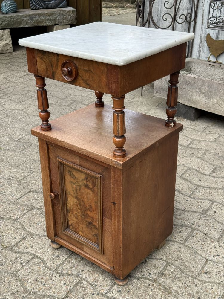 Antiker Nachtschrank Gründerzeit um 1880 – Marmorplatte – DIY / unrestauriert