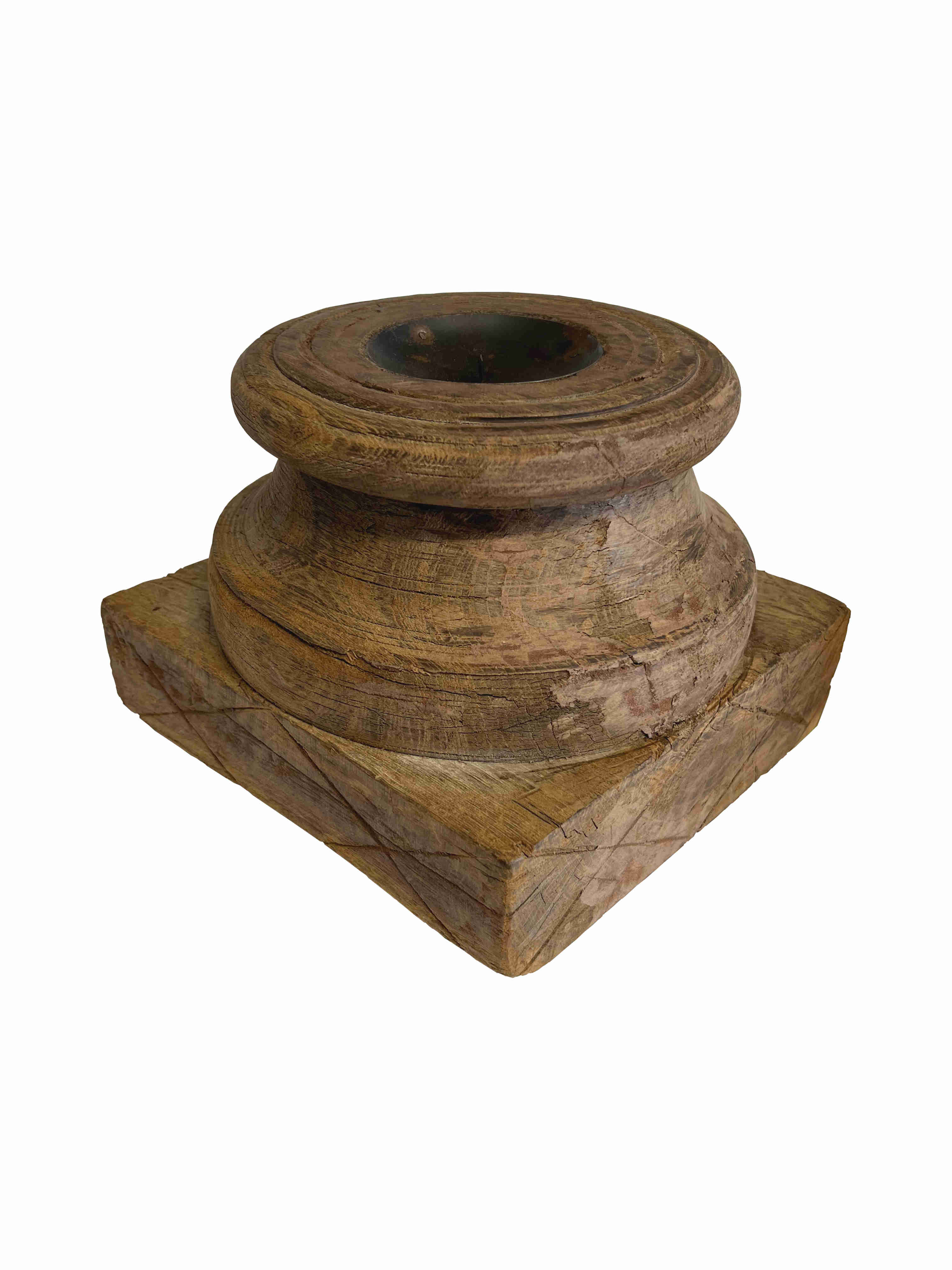 großer Kerzenhalter " ONICO- Rund" aus Mangoholz 