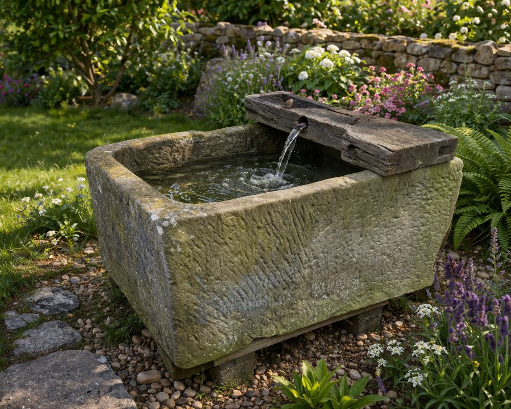 Fonte Vecchia Sandstein-Trog – Antike Gartentränke mit Auslauf
