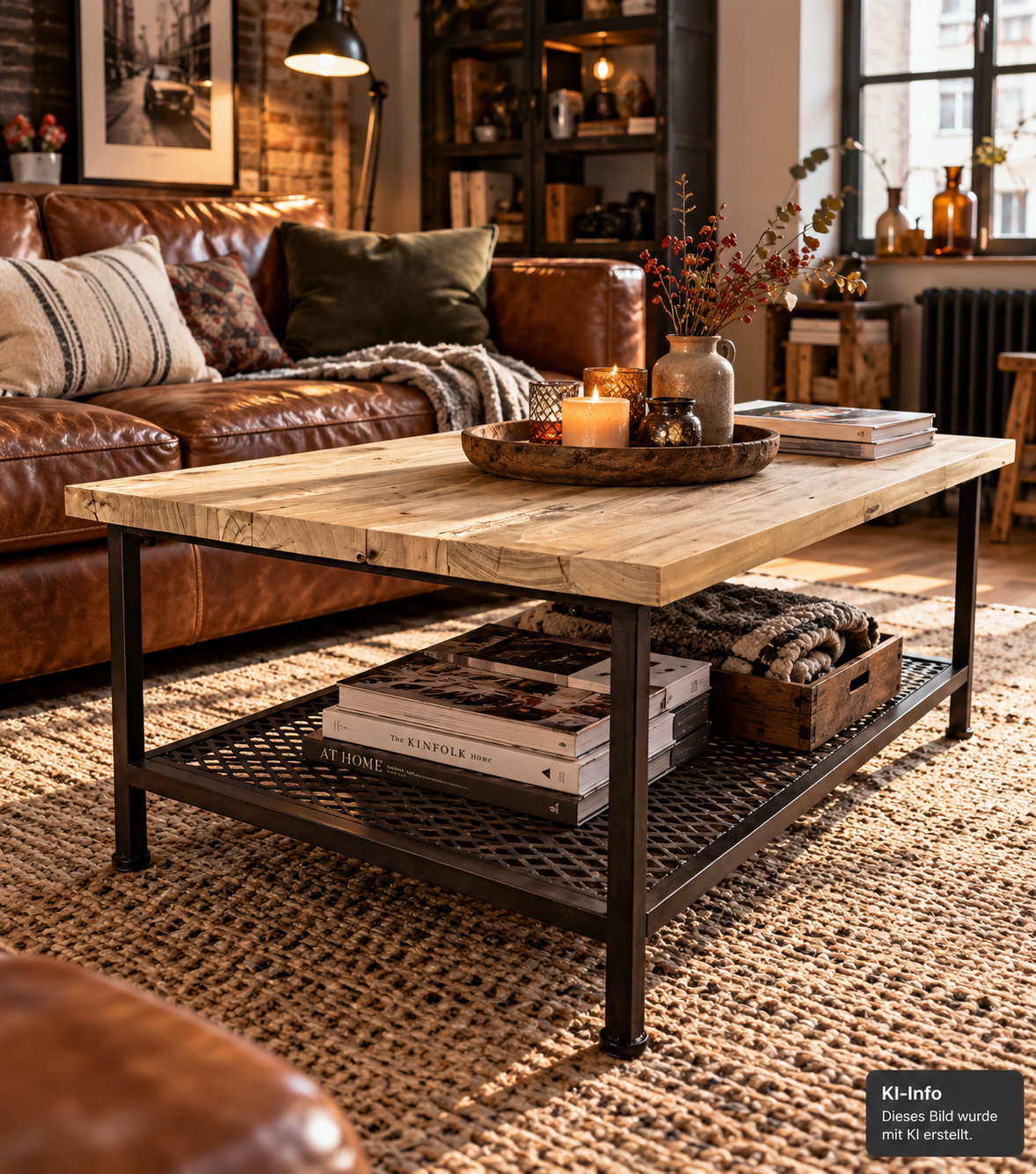 Couchtisch NATURAL INDUSTRIAL – Altholz & Metall – Upcycling