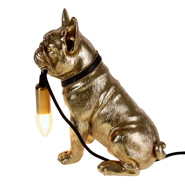 Tischleuchte Francis, gold / französische Bulldogge
