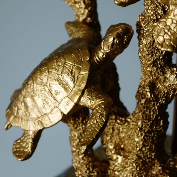 Schildkröten Tischleuchte Turtle Gang gold / weiss Werner Voss