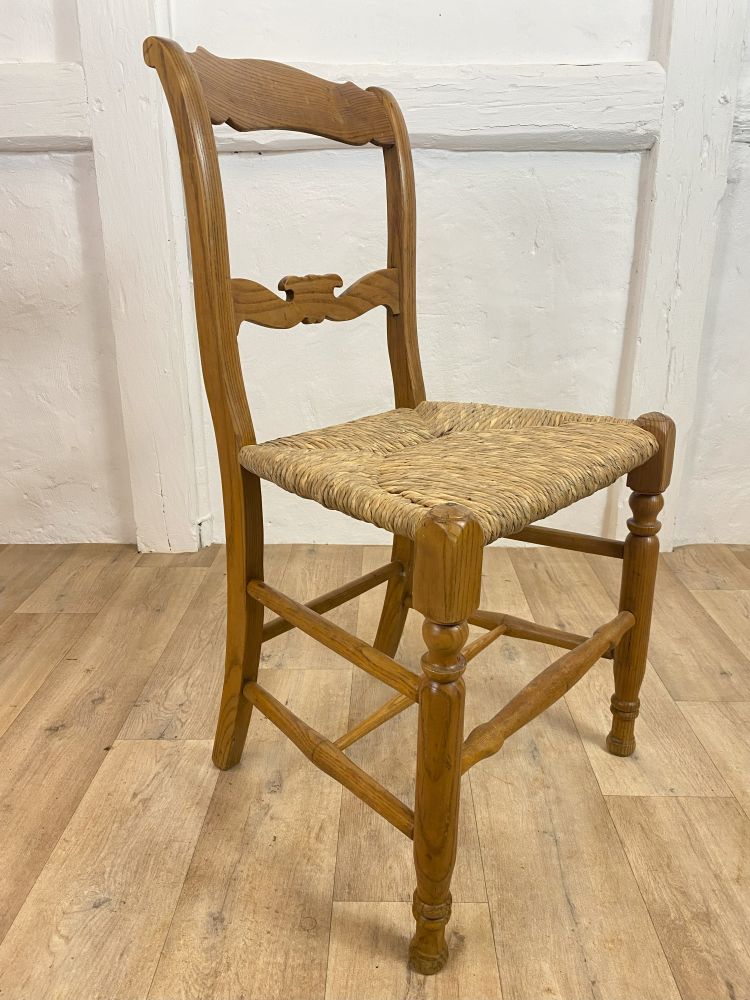 Stuhl aus Eschenholz / um 1850 / Geflecht neu