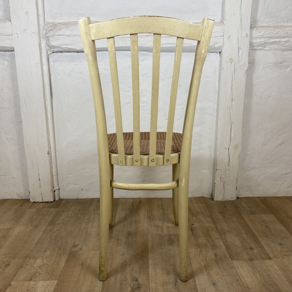 Stuhl mit Geflecht von Thonet / antik / weiss / unrestauriert