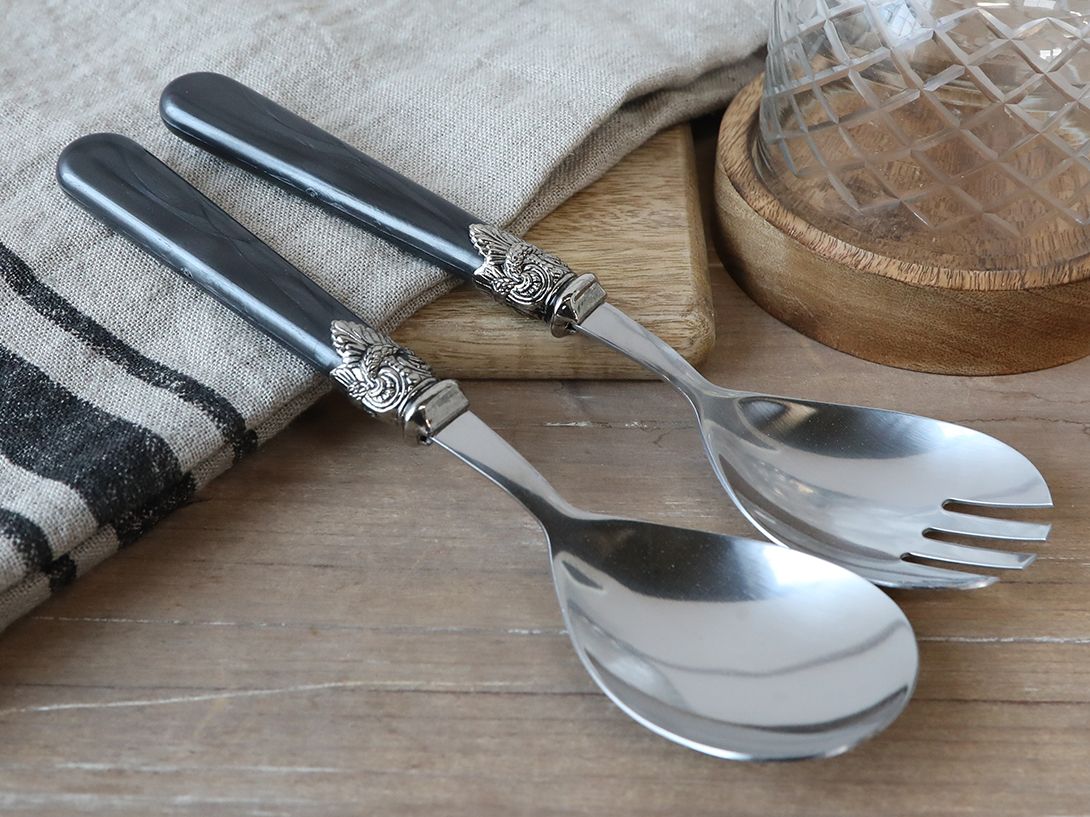  Linas Salatbesteck 2er-Set – antique kohle – von Chic Antique