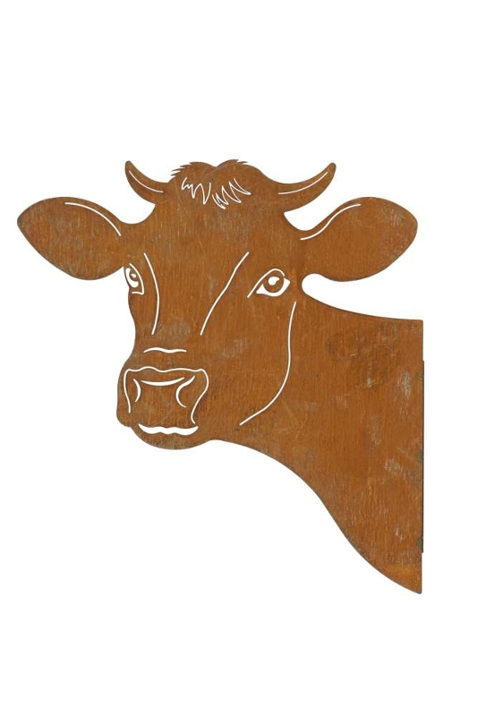 Wandobjekt „Kuhkopf“ aus Eisen – Edelrost zum Anschrauben