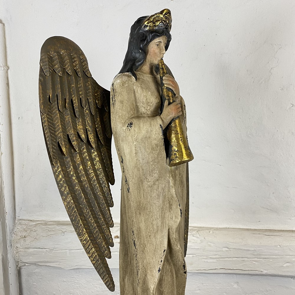 großer Engel mit Flügeln aus Metall / ANTIK-LOOK
